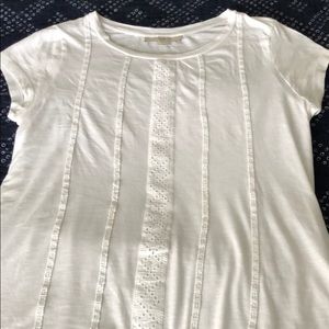 LOFT White Top Eyelet Detail Size Medium